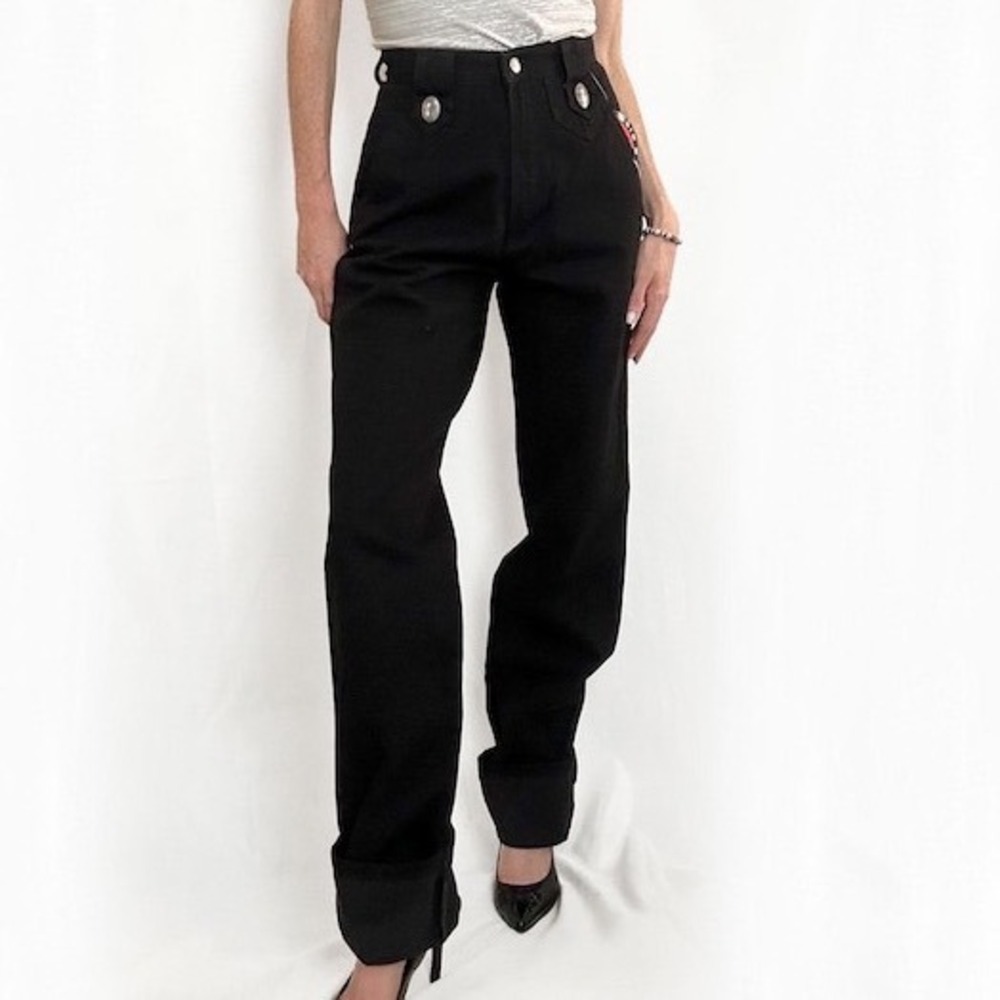 Vintage Rockies‎ High Waisted 90s Western Jeans Black Concho Tapered Leg 26"